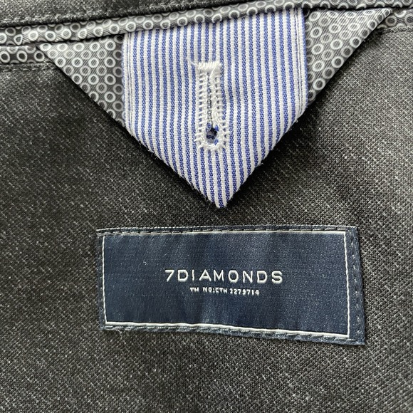 7 Diamonds Mens Medium 4 Way Stretch Blazer Dark Grey Modern 2 Button - Picture 10 of 14
